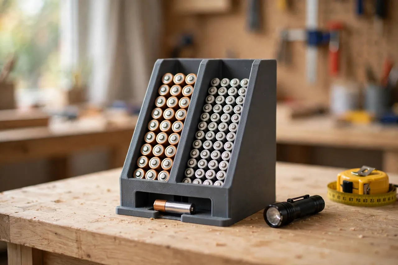 3D Printed Battery Dispenser: A Rack That Feeds Fresh AA and AAA Cells