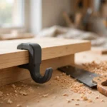 A bright home workshop scene on a light oak workbench