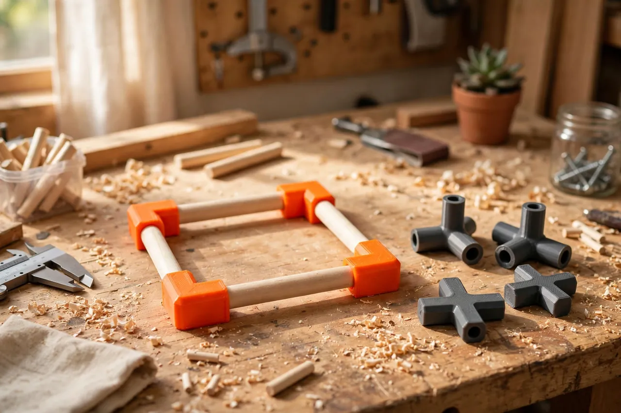 3D Printed Dowel Connectors: Join Dowels Into Frames Without Hardware
