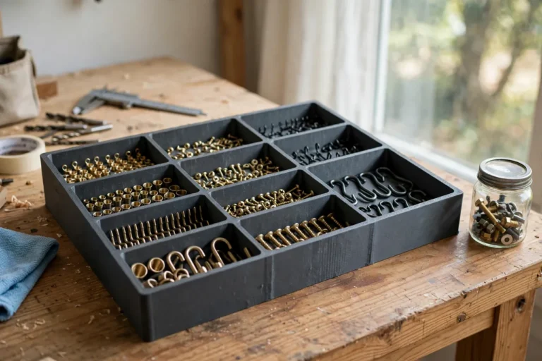 3D Printed Hook and Eye Organizer: Hooks Sorted by Size