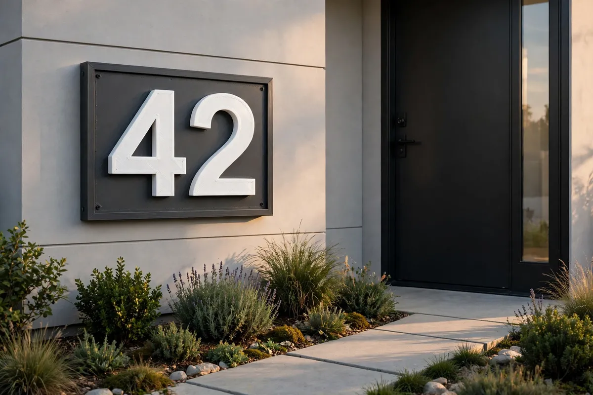 A modern home's front wall in soft late-afternoon light