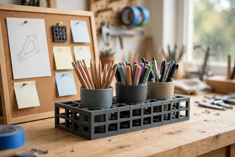 3D Printed Pencil Cup Rack: Cups for Pencils and Markers