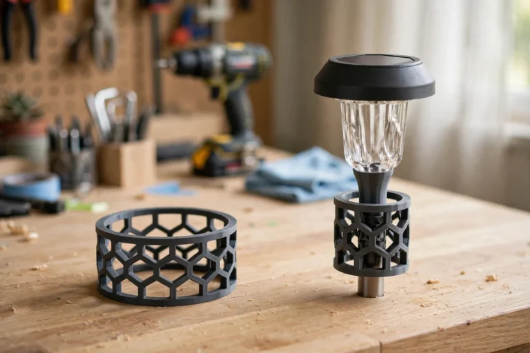 3D Printed Solar Garden Light Wind Brace Rings