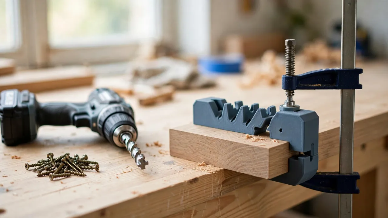 A bright workshop scene on a pine workbench