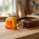 A bright home workshop scene on a light oak workbench