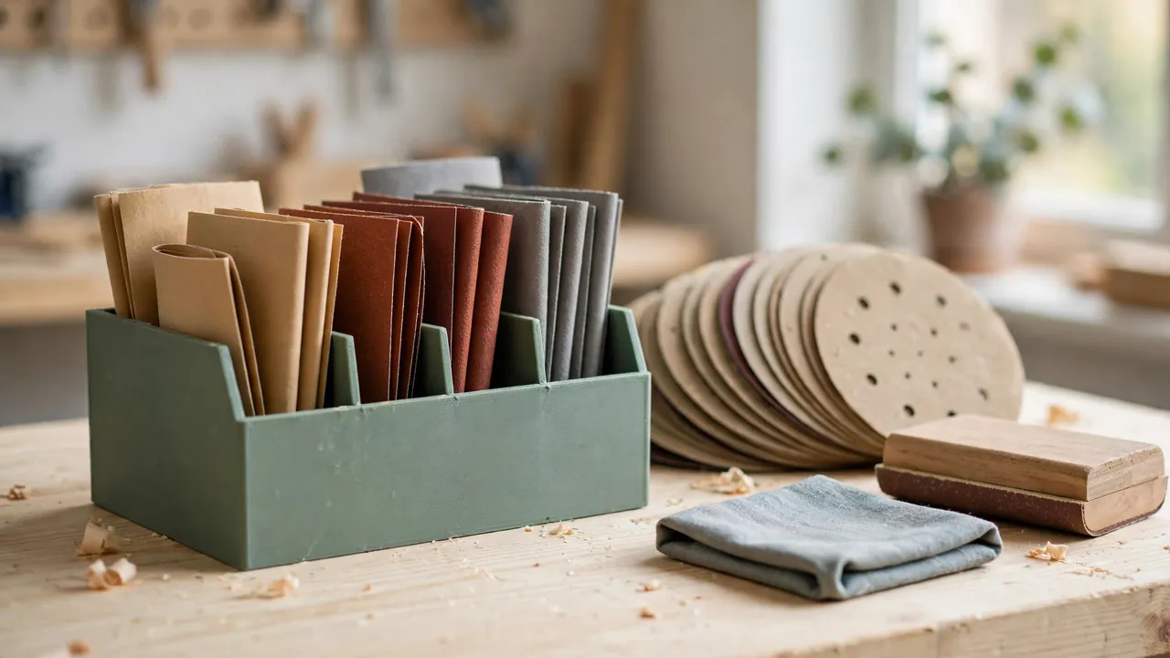 A bright home workshop scene on a pale pine workbench