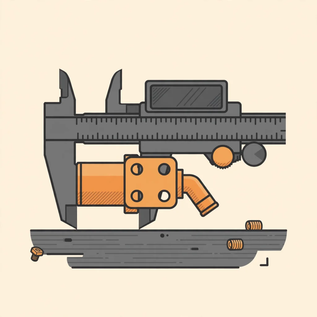 Calipers measuring a custom 3D printed adapter part, illustrating projects made to fit
